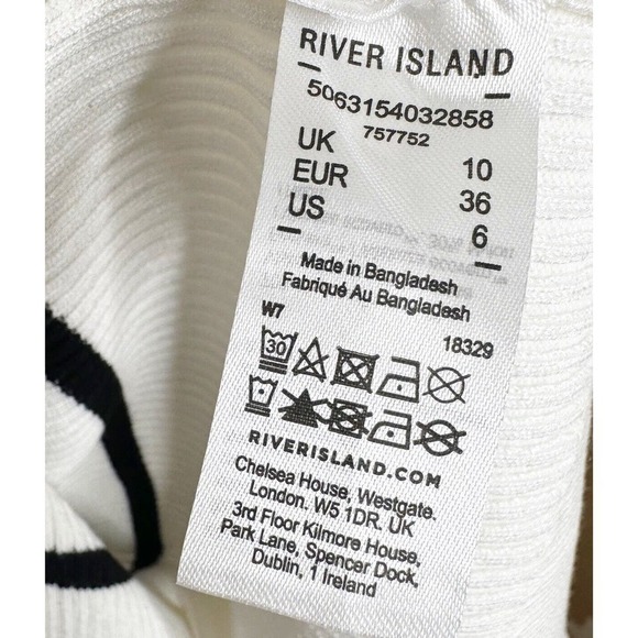 River Island Striped Sleeveless Button-up Sweater Dress Women's Navy Cream US 6 - Picture 6 of 7